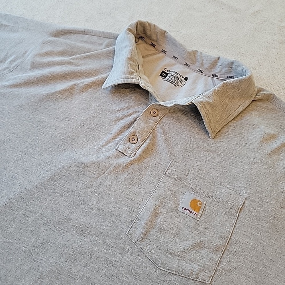 Carhartt Force Polo Shirt Men's 3XL Relaxed Fit Gray Work Short Sleeve Pocket